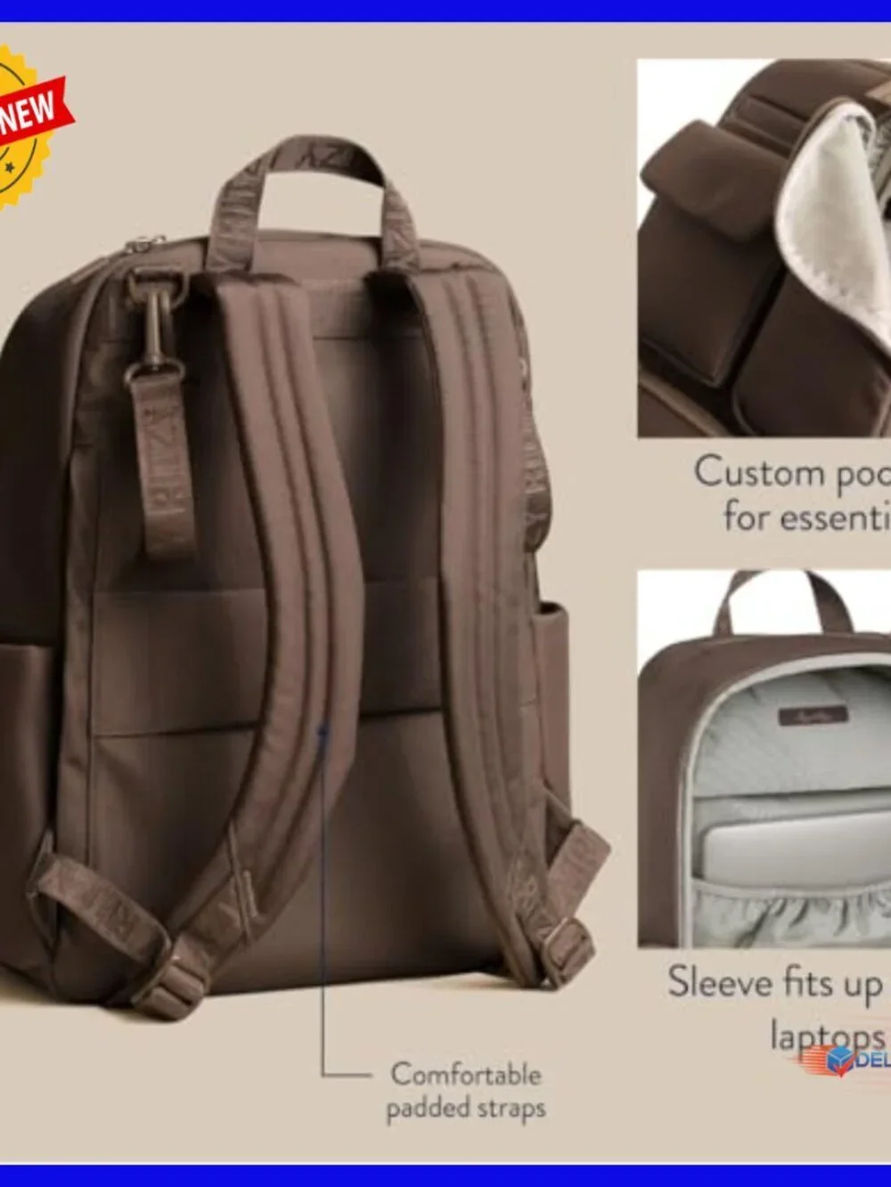Large Utility Diaper Backpack with 17 Pockets, Laptop Sleeve, Trolley Sleeve